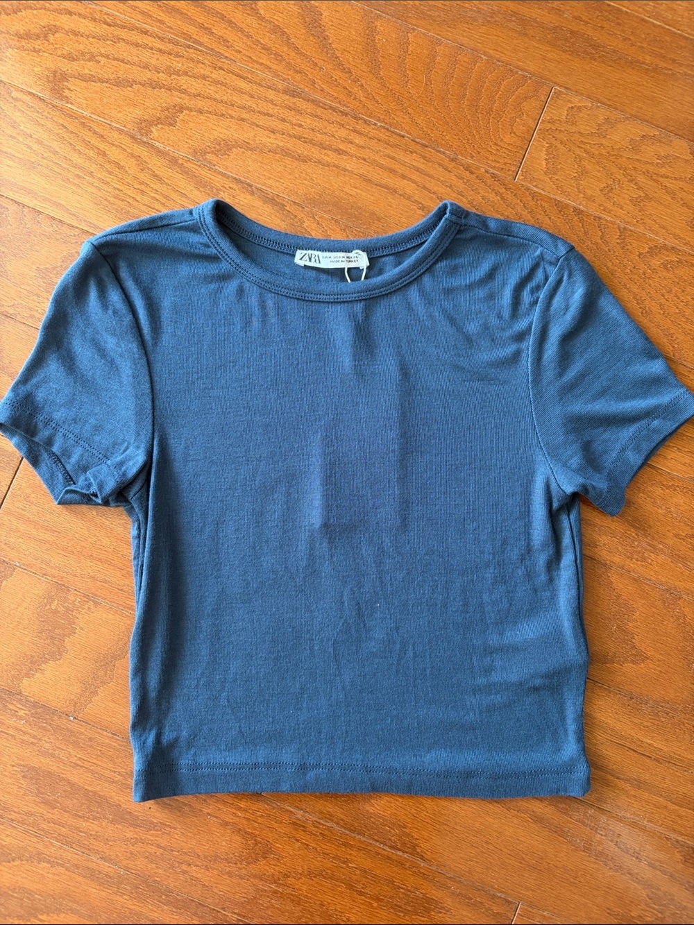 Zara Blue Short Sleeve Crop Top